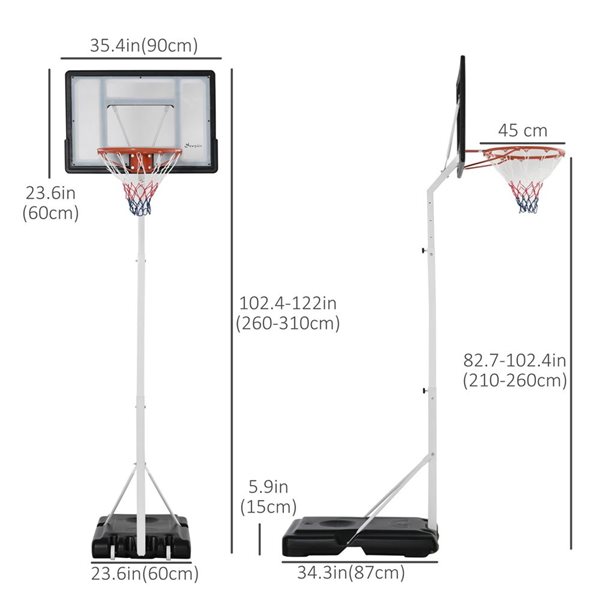 Soozier 7-ft-8.5-ft Portable Junior Basketball Hoop with Wheels