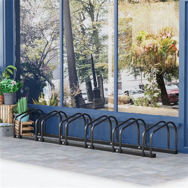 Soozier 6-Bike Bicycle Floor Parking Rack Cycling Storage Stand