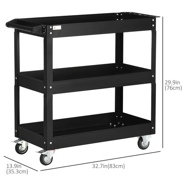 DURHAND 3-Tier Rolling Tool Cart with Wheels