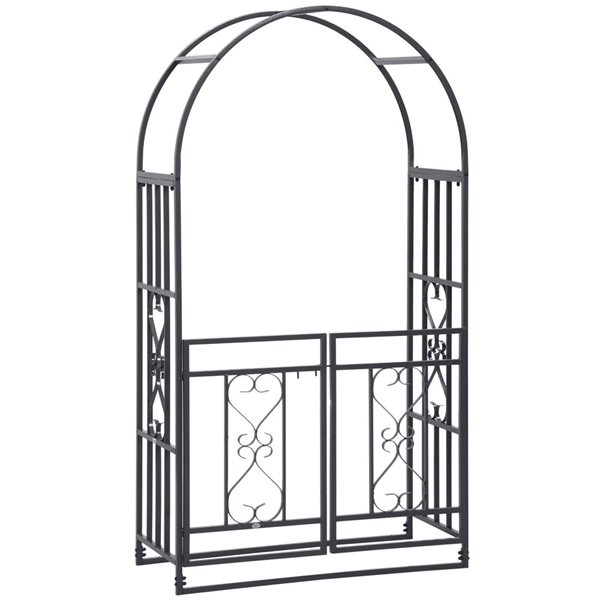 Outsunny 6.7-ft Steel Garden Arch With Gate Outdoor Courtyard