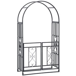 Outsunny 6.7-ft Steel Garden Arch With Gate Outdoor Courtyard