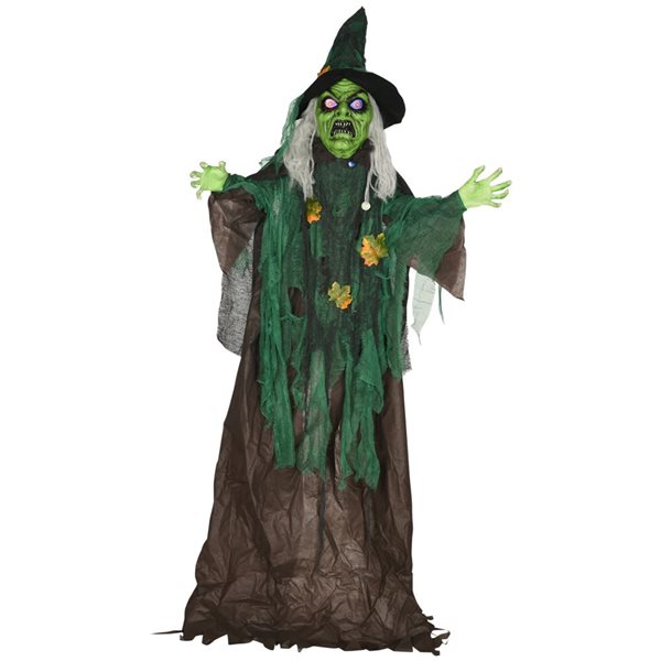 HOMCOM 6-ft Lighted Halloween Witch Animated Decor Prop with Sound 844 ...