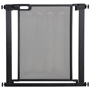 PawHut 29.5-32.3-in Black Metal Double Locking Pet Gate with Auto Closing Door