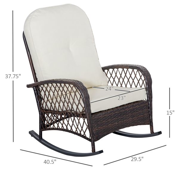 Outsunny Wicker Patio Rocker Chair with Cushion