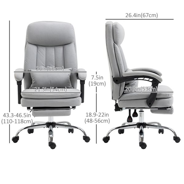 Vinsetto Executive Office Chair with Lumbar Pillow, Arm, Grey