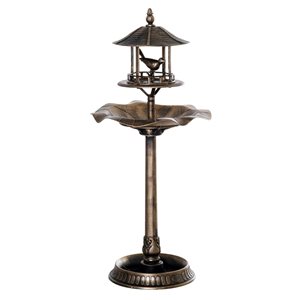 Outsunny 3-in-1 Garden Bird Bath Bowl Pedastal with Bird Feeder