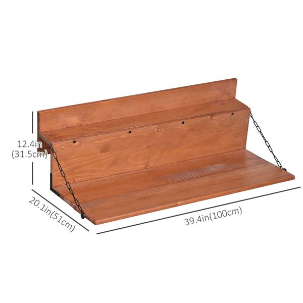 Outsunny Orange Spruce Foldable Railing Table