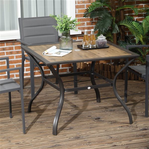 Outsunny Brown Outdoor Dining Table w/ PC Board Top 84G009V00BN RONA