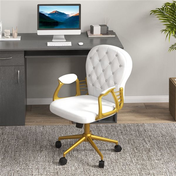 Chaise de bureau capitonnée Vinsetto avec accoudoirs