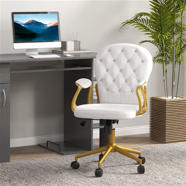 Chaise de bureau capitonnée Vinsetto avec accoudoirs