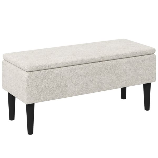 HOMCOM 15-in Beige Ottoman with Storage and Wooden Legs