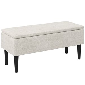 HOMCOM 15-in Beige Ottoman with Storage and Wooden Legs