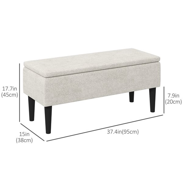 HOMCOM 15-in Beige Ottoman with Storage and Wooden Legs