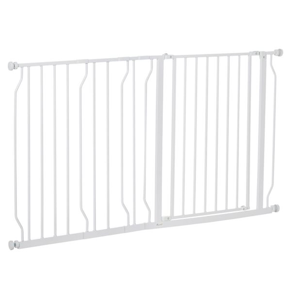 PawHut 29.5- 57.1-in Wide Double Locking Dog Gate with Door