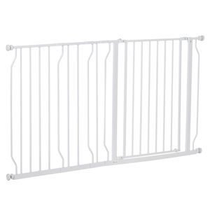 PawHut 29.5- 57.1-in Wide Double Locking Dog Gate with Door