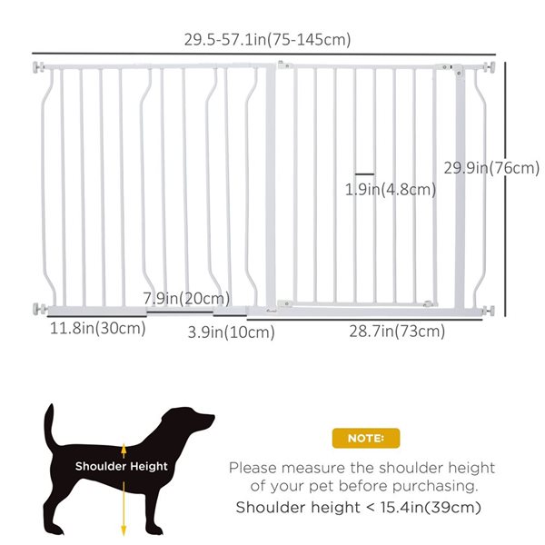 PawHut 29.5- 57.1-in Wide Double Locking Dog Gate with Door