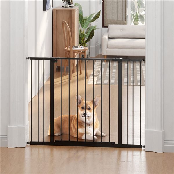 PawHut Black Adjustable Tall Pressure Mounted Dog Gate