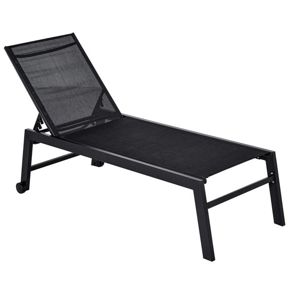 Outsunny Outdoor Lounge Chair with Reclining Backrest and 2 Wheels 84B ...