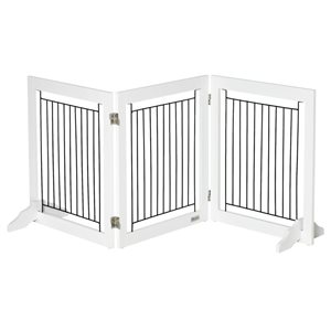 PawHut 24-in 3-Panel Freestanding Folding Pet Gate with 2 Support Feet