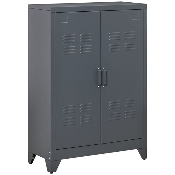 HOMCOM Steel Sideboard Storage Cabinet with Doors, Adjustable Shelf