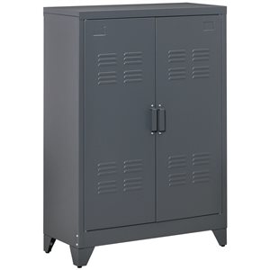 HOMCOM Steel Sideboard Storage Cabinet with Doors, Adjustable Shelf