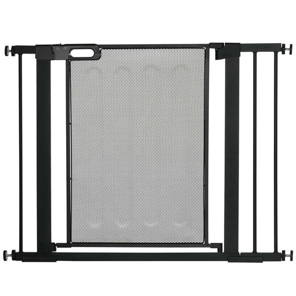 PawHut 29.5-40.6-in Black Double Locking Metal Pet Gate with Auto Closing Door