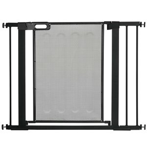 PawHut 29.5-40.6-in Black Double Locking Metal Pet Gate with Auto Closing Door