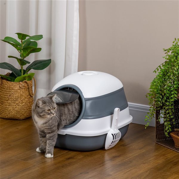 PawHut Large Front Entry Foldable Covered Cat Litter Box with Lid High Sides Air Freshener D31 066V00WT RONA