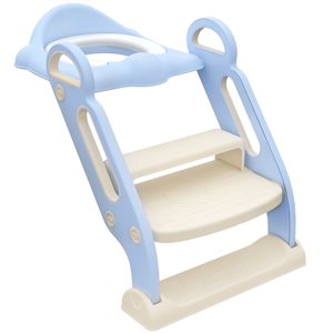 Qaba Children Training Toilet Seat with Step Stool Ladder, Soft Cushion, Non-Slip Wide Steps