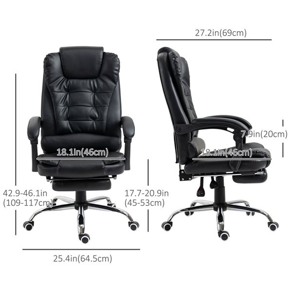 HOMCOM High Back Executive Office Chair with Retractable Footrest