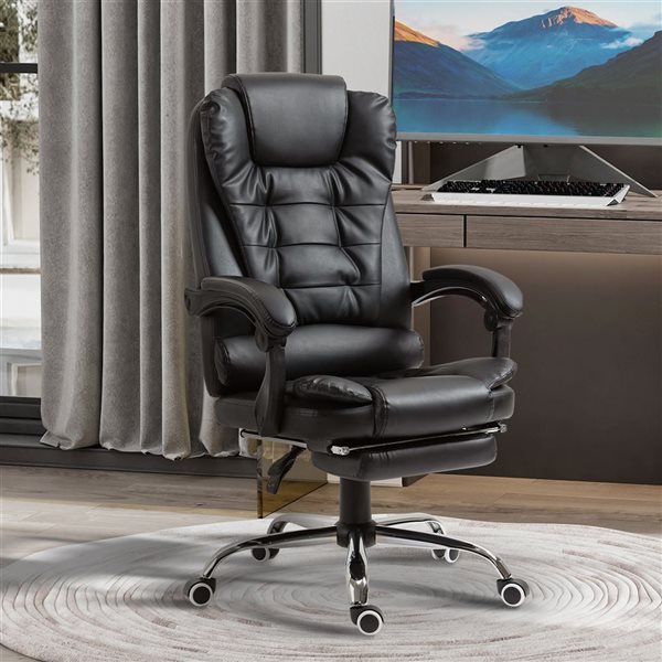 HOMCOM High Back Executive Office Chair with Retractable Footrest