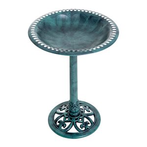 Outsunny 27-in Outdoor Resin Bird Bath with Fleur De Lis Pattern