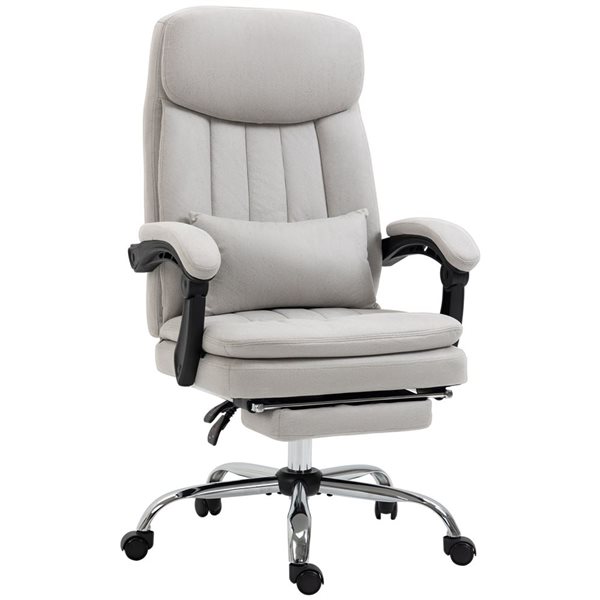 Vinsetto Light Grey Executive Office Chair with Lumbar Pillow, Arm