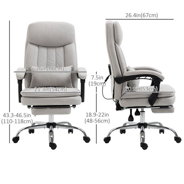 Vinsetto Light Grey Executive Office Chair with Lumbar Pillow, Arm