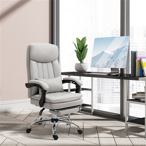 Vinsetto Light Grey Executive Office Chair with Lumbar Pillow, Arm