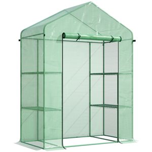 Mini-serre Outsunny avec 4 étagères et une porte