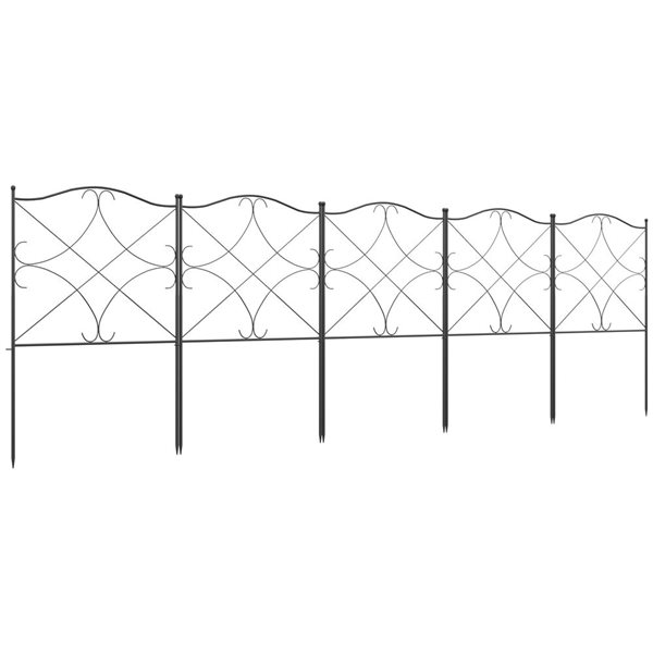 Panneaux de clôture Outsunny en métal noir de 10 pi, lot de 5