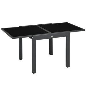 Table de salle à manger d'extérieur extensible Outsunny avec plateau en verre trempé