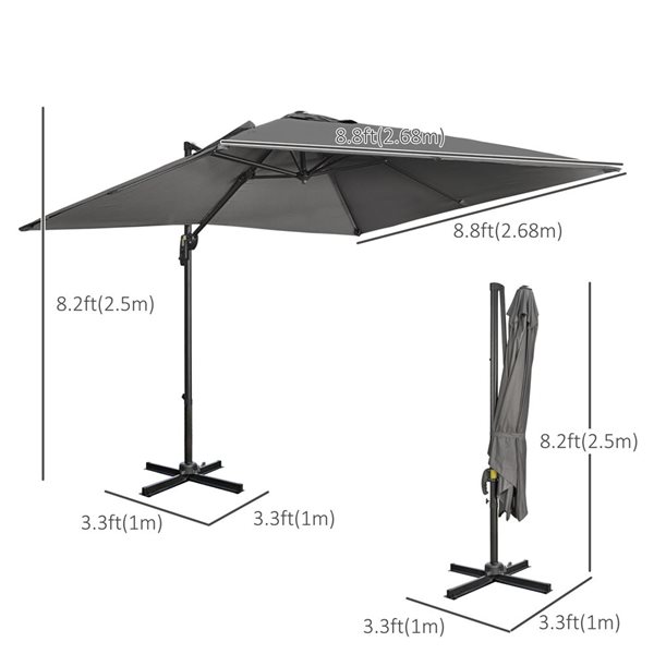 Outsunny Offset Crank Handle Patio Umbrella with Base 84D-120V00CG | RONA