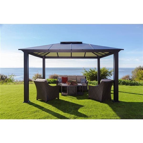 Paragon Santa Monica 12 x 14-ft Black Aluminum Outdoor Semi-Permanent Hard-Top Gazebo