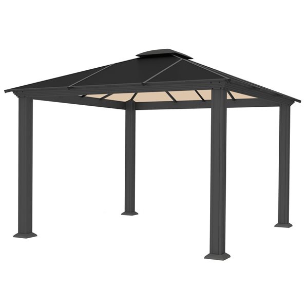 Paragon Santa Monica 12 x 14-ft Black Aluminum Outdoor Semi-Permanent Hard-Top Gazebo