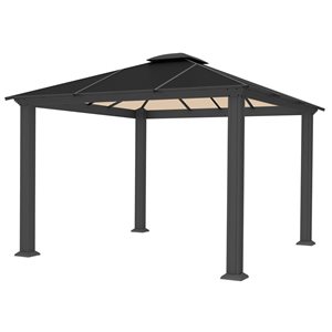 Paragon Santa Monica 12 x 14-ft Black Aluminum Outdoor Semi-Permanent Hard-Top Gazebo