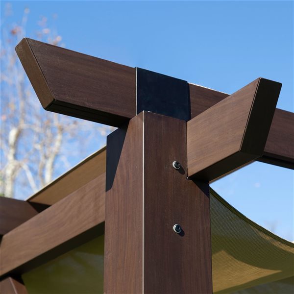 Paragon Modena 12 x 12-ft Espresso Aluminum Freestanding Outdoor Pergola w/ Mocha Soft-Top Canopy