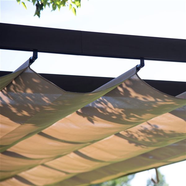 Paragon Modena 12 x 12-ft Espresso Aluminum Freestanding Outdoor Pergola w/ Mocha Soft-Top Canopy