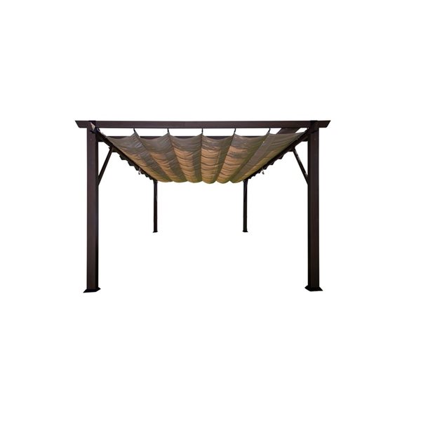 Paragon Modena 12 x 12-ft Espresso Aluminum Freestanding Outdoor Pergola w/ Mocha Soft-Top Canopy