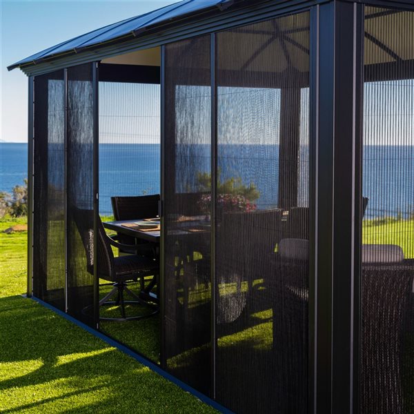 Paragon Siena 11 x 14-ft Black Aluminum Outdoor Semi-Permanent Hard-Top Gazebo - Screens Included