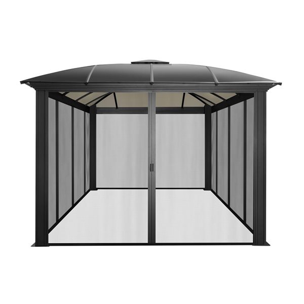 Paragon Siena 11 x 14-ft Black Aluminum Outdoor Semi-Permanent Hard-Top Gazebo - Screens Included