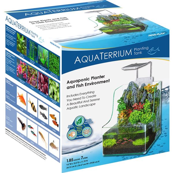 Penn-Plax Aquaterrium 1.85-Gal. Desktop Planter - 9.5 x 9.5 x 14-in