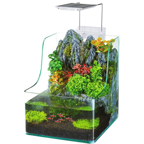 Penn-Plax Aquaterrium 1.85-Gal. Desktop Planter - 9.5 x 9.5 x 14-in