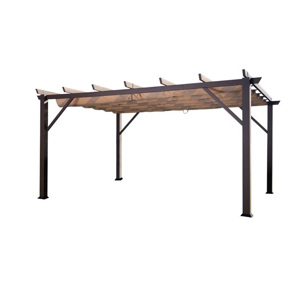 Paragon Modena 12 x 16-ft Espresso Aluminum Outdoor Freestanding Pergola w/ Mocha Soft-Top Canopy